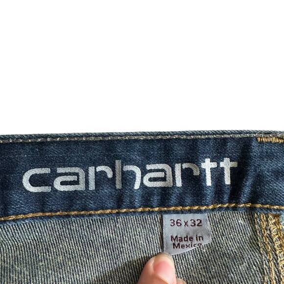 Y2k Carhartt Men's Straight Fit Denim Jeans Dark Wash Size 36x32 Casual Classic - Picture 9 of 11